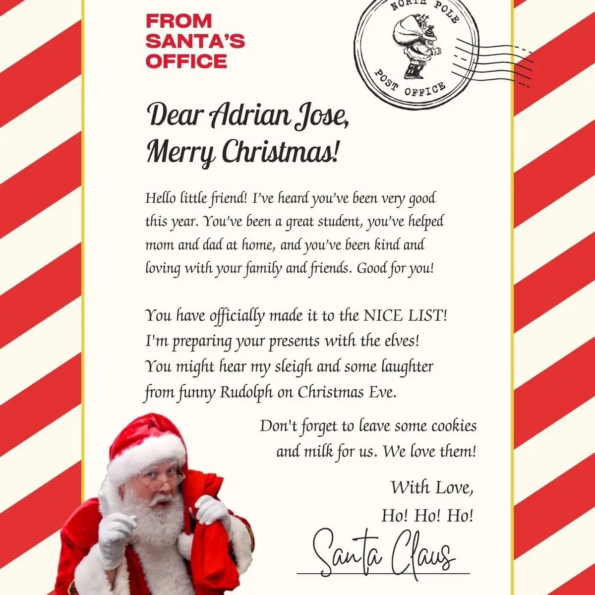 Letter from Santa + Nice List Certificate