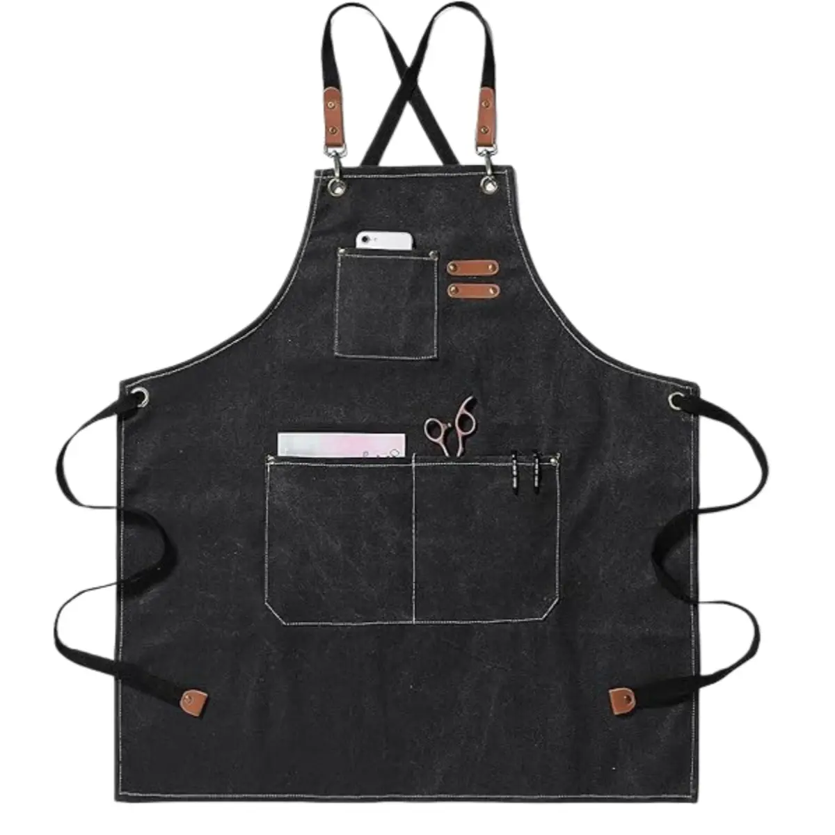 Durable Professional Work Apron for Men - Made from 16Oz Canvas with a Crossback Style And Extra Large Pockets, Ideal for Cooking, Barbecuing, Gardening, And Workshop Safety