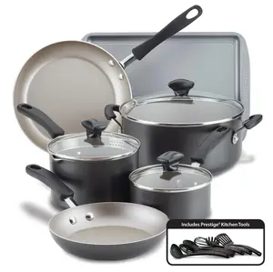 Cookstart 15-Piece Nonstick Cookware Set with DiamondMax Technology Heavy Gauge Aluminium Includes Prestige Kitchen Tools