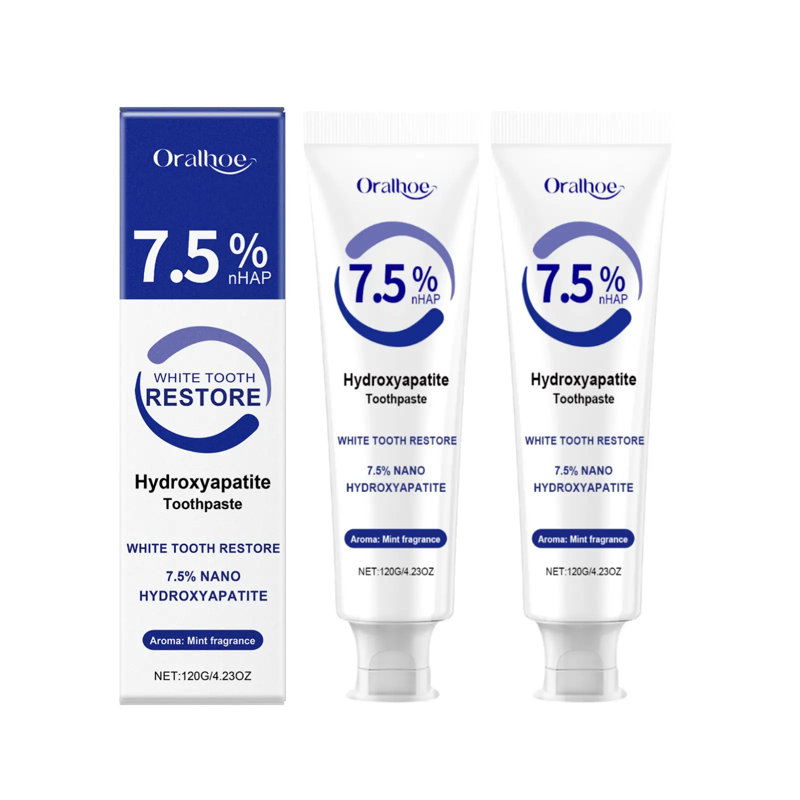 2-Pack 7.5% Nano Hydroxyapatite Toothpaste, Gentle Daily Cleansing for Sensitive Teeth, Repairs Enamel, Strengthens Teeth, Supports Oral Health, Freshens Breath