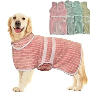 Striped Pattern Pet Bathrobe, 1 Count Absorbent Pet Bath Towel, Pet Sleepwear, Bathing Accessories for Small, Medium & Large Dogs & Cats