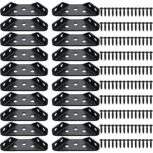 Corner Braces,20 Pcs Corner Bracket Stainless Steel Angle Brackets for Shelves and Furniture Corner Support,Angle Brace Support for Sofa,Table and Chair Cabinet Furniture Fixed,67x28mm,Black