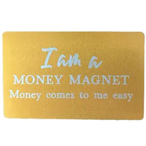 Wallet Talisman Amulet Money Magnet - Different colors available Yellow ,Green,Fuchsia,Black .Coated Metal Bank Card Size Tool for Attracting Wealth & Prosperity - I Am a Money Magnet