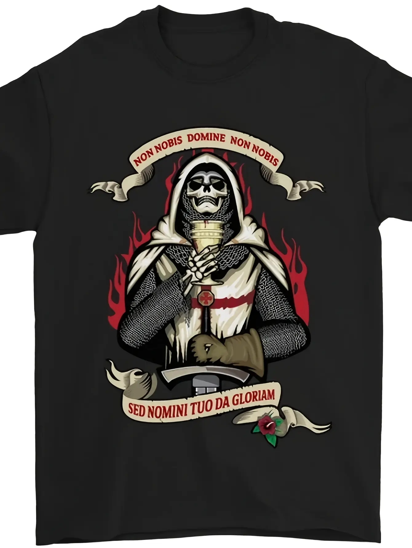 Men's  Women's Medieval Knight Templar T-Shirt - 1 unisex soft cotton short sleeve t shirt, vintage graphic casual tee for men women teens, perfect birthday holiday gift for camping travel gym daily street  wear