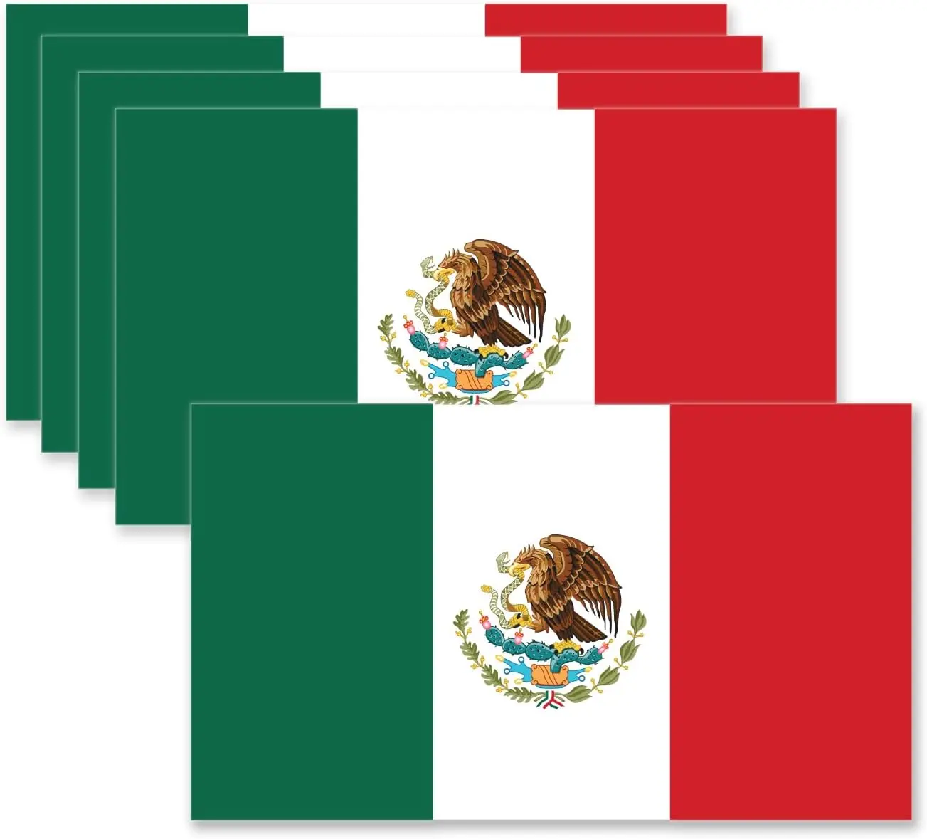 Removable Mexican Flag Car Sticker -5 Pack – Bandera de Mexico Calcomania para Carro Vinyl Decal, Removable Waterproof Car Decal for Truck, SUV, Rear Window & Bumper, Fade-Resistant