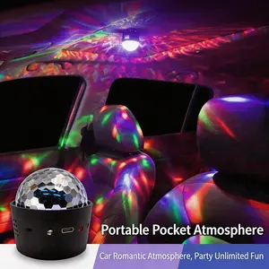 Car Wireless Magic Ball Ambient Light, Seven-Color Music Rhythm Lamp, USB Portable Installation, Car Interior Decor, LED Nightlight
