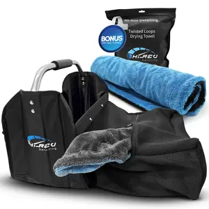 Hi-Rev Detailing Towel Locker Bundle - 1600 GSM Microfiber Large Drying Towel & Collapsible Trunk Organizer for Car Care Enthusiasts