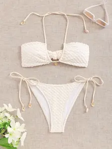 Women's Two-Piece Bikini Set, Shell Design Simple Fashion Swimsuit, Summer Beachwear, Stylish Swimwear for Women, Spaghetti Strap Bikini, Bikinis Sets