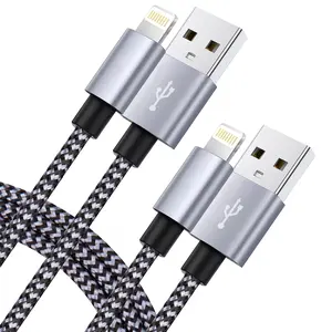 4 Pack Gray Braided Charging Cable Fast Charge Cord Compatible with iPhone 14 Pro Max 13 12 11 XS Max iPad and Lightning Devices