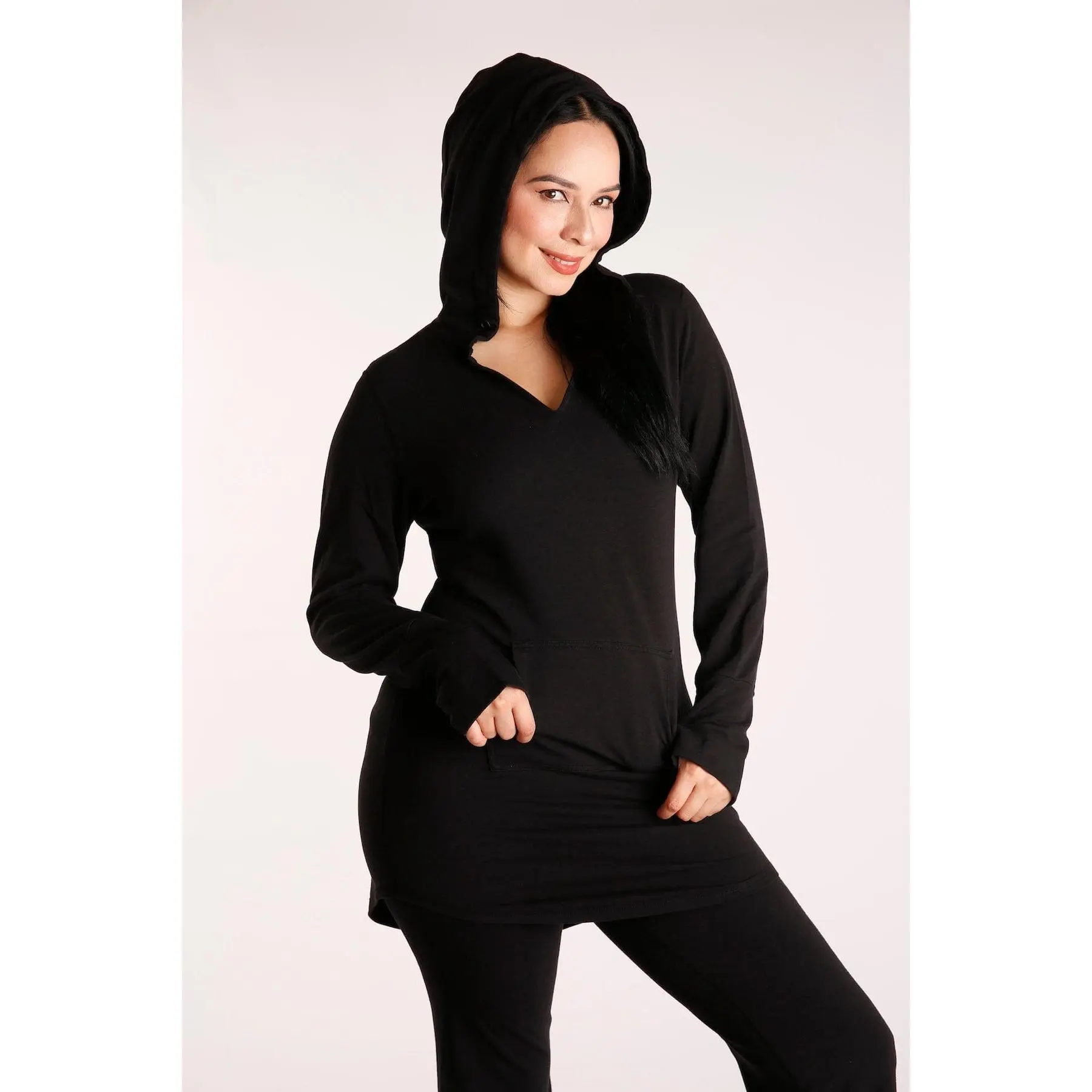 Cleo Tunic Hoodie - Black