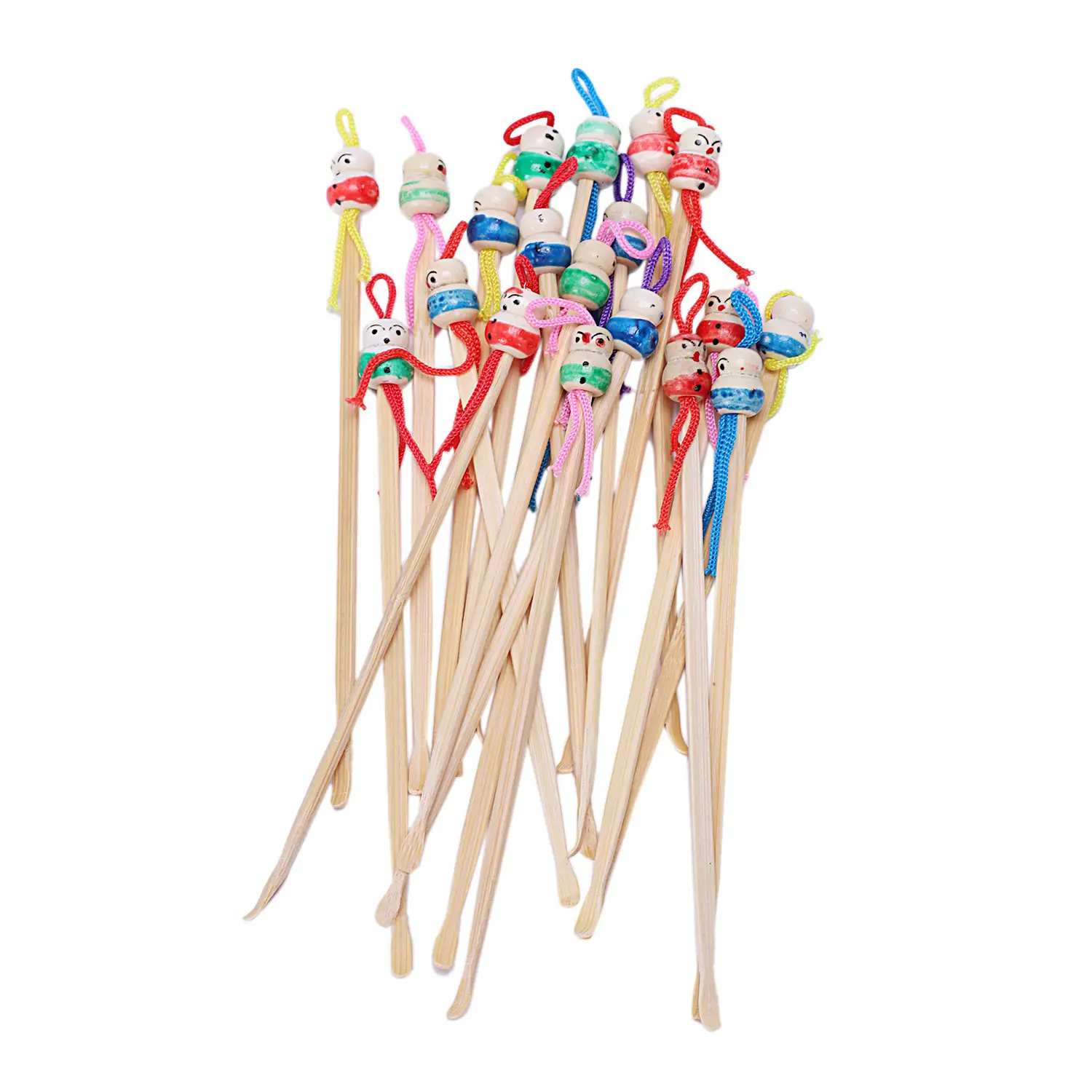 20-Piece Bamboo Japanese Doll Design Ear Spoons, Ear Cleaner & Earwax Removal Kit for Inline & Roller Skating Leisure Care, Ear Cleaning Tool, Ear Care Products Blue