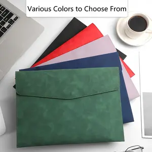 Leather File Bag A4 Folder, Thickened Snap Closure, Waterproof Business Storage Bag, Document Organizer, Invoice Holder, Office Paper Organizer