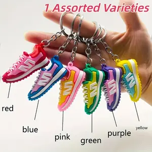 6pcs-Pack Mini Sneaker Keychains, 3D Simulation Athletic Shoe Charms, Sporty PVC Key Rings for Car Keys, Bags, Party Favors, Collectibles for Sneaker Enthusiasts