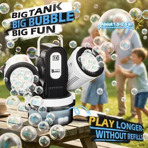 Belemar Dual-Engine Bubble Machine with RGB Lights & Remote Control, 150° Auto Rotation, Battery Status Display, Type-C Rechargeable,700mL Tank,Bubble Maker for Kids, Parties, Weddings, Outdoor Events