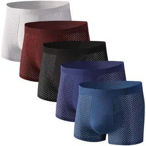 5 Pack Men's Bamboo Boxer Briefs Breathable Mens Soft Comfortable Underwear for Sports & Casual Soft Skin-Friendly Moisture Wicking & Breathable No Ride Up Boxer Briefs Multipack