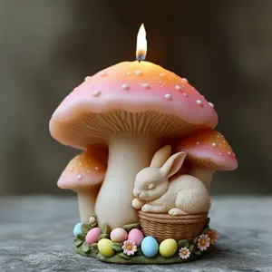 Fairy Tale Mushroom Rabbit Shape Candle Silicone Mold, Handmade Creative Gift DIY Silicone Mould, Craft Supplies for Home Decor