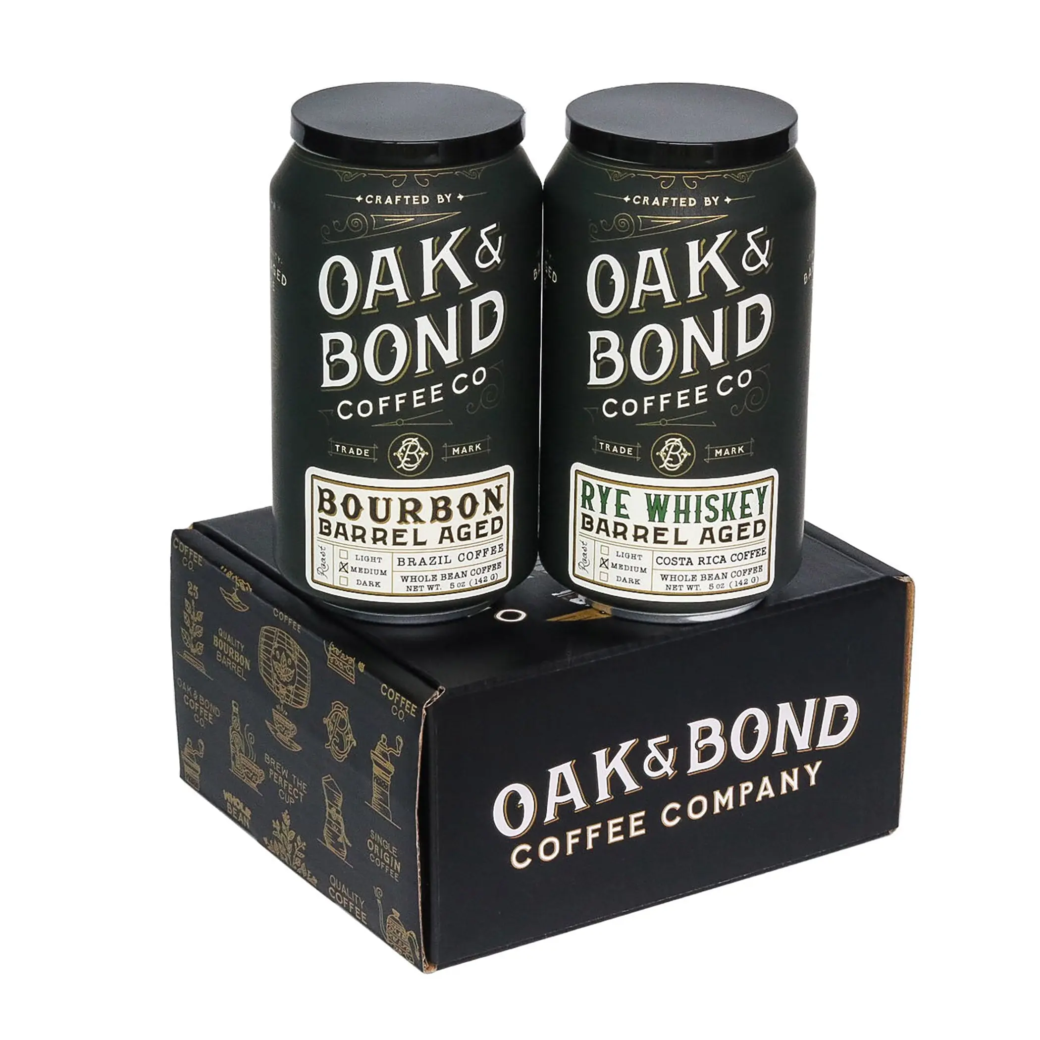 Bourbon and Rye Whiskey Barrel Aged Coffee Box