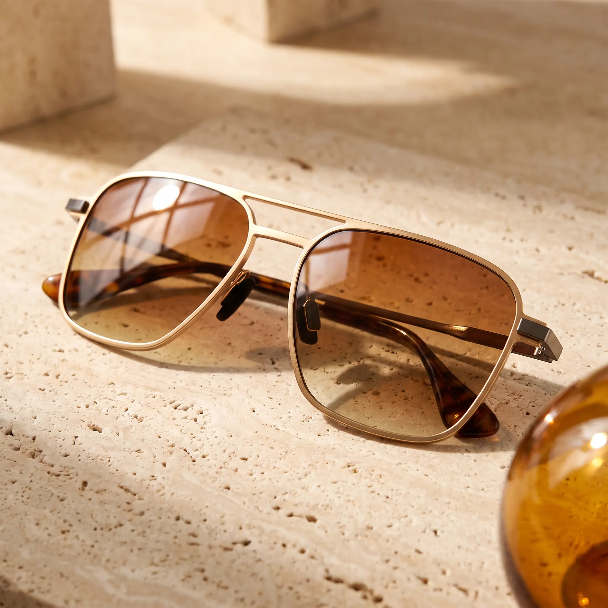 【BackToSchool】SUNGAIT Polarized Retro Square Aviator Sunglasses for Men Women UV400 Protection Vintage Metal Frame Travel Driving Beach Daily Eyewear Outdoor SGT745
