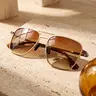 【Setemberstockup】SUNGAIT Polarized Retro Square Aviator Sunglasses for Men Women UV400 Protection Vintage Metal Frame Travel Driving Beach Daily Eyewear Outdoor SGT745
