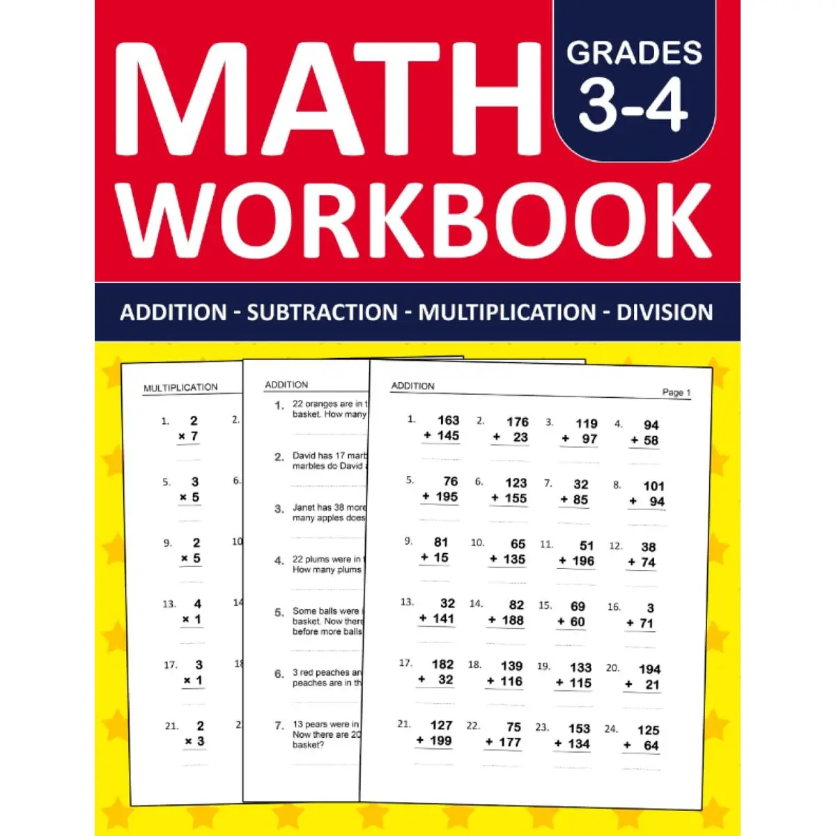 Math Workbook Grade 3 & 4 Addition, Subtraction, Multiplication, and Division Exercises: 3rd Grade and 4th Grade Math Practice Workbook With 880 ... |Math Worksheets For Grade 3 & 4 (Ages 8-10) Paperback – April 4, 2022