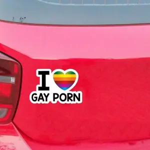 I Love Gay P**n Rainbow LGBtQ Gay Gift Window Decal Bumper Sticker Pride Month Stickers Vinyl Decal for Car or Window Decoration