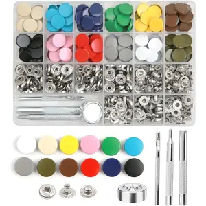 120 Sets Snap Buttons, 15mm Snap Kit with 5 Pieces Fixing, 12 Colors Craft Snaps for Clothes, Windbreaker, Shirts, Jacket, Backpacks, Wallet,Bags