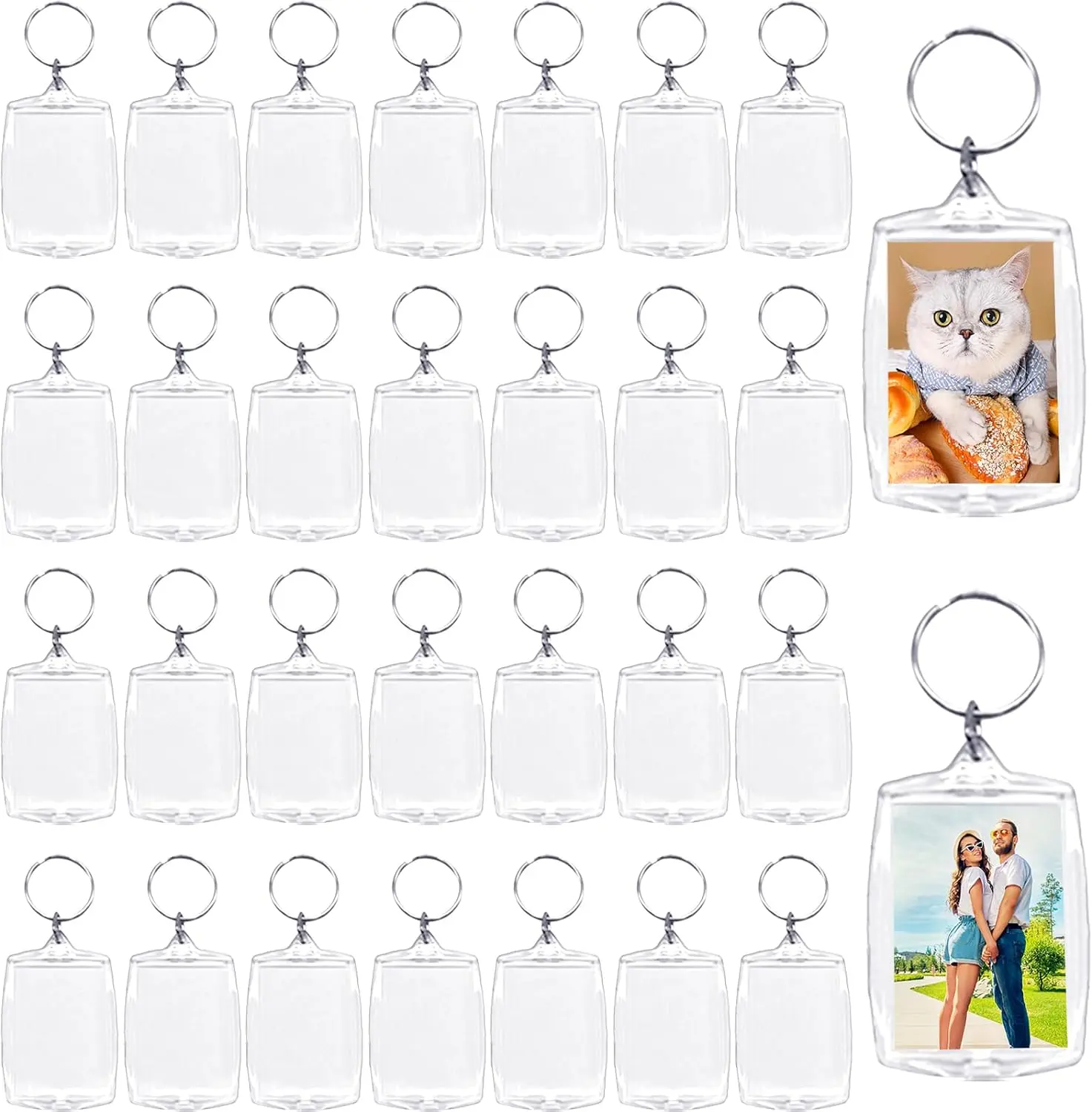 30 pcs Acrylic Photo Frame Keyring,2.16 x 1.5 Inch/5.5 x 4 cm Personalized Keychains,Clear Picture Keychain as Gift,Suit for ArtworkGift..