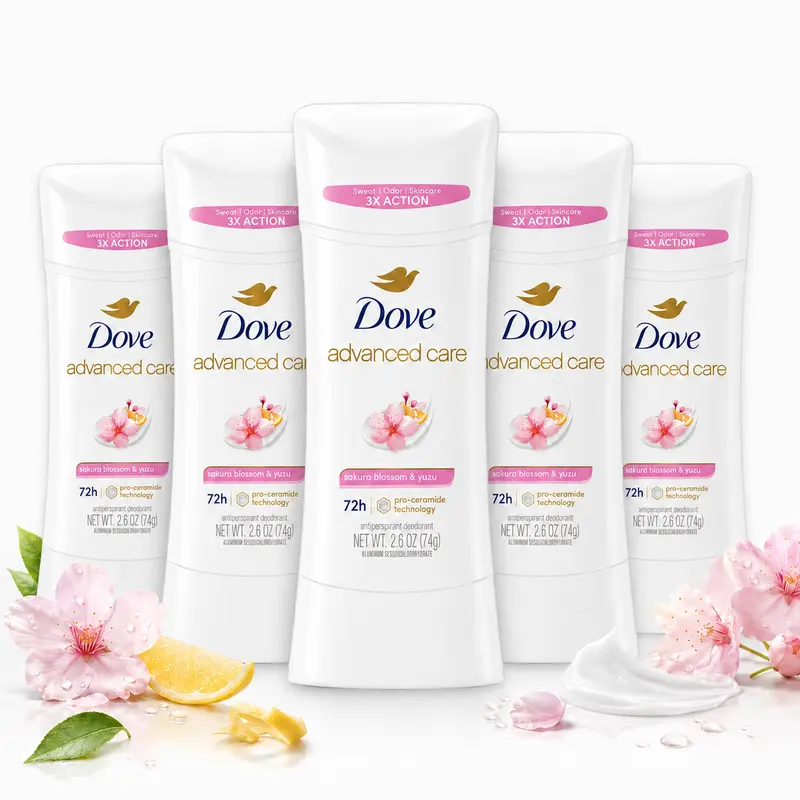 Dove Advanced Care Deodorant Stick Sakura Blossom & Yuzu 2.6oz | Antiperspirant 72H Sweat Odor Protection Pro-Ceramide Skincare Women