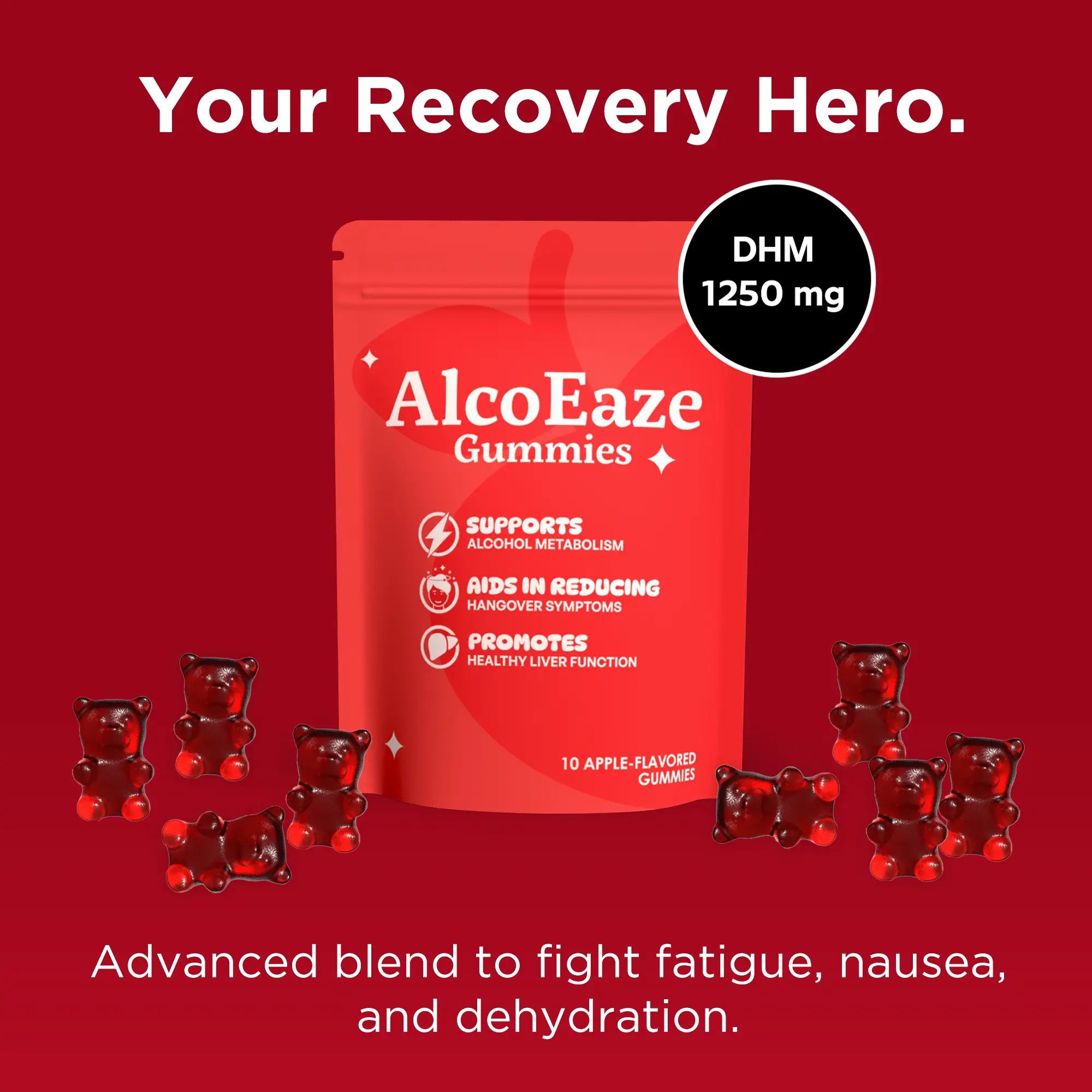 AlcoEaze Anti-Hangover Gummies | Fast Recovery Support & Wellness Boost | 1-Pack & 3-Pack Bundles Healthcare Fitness