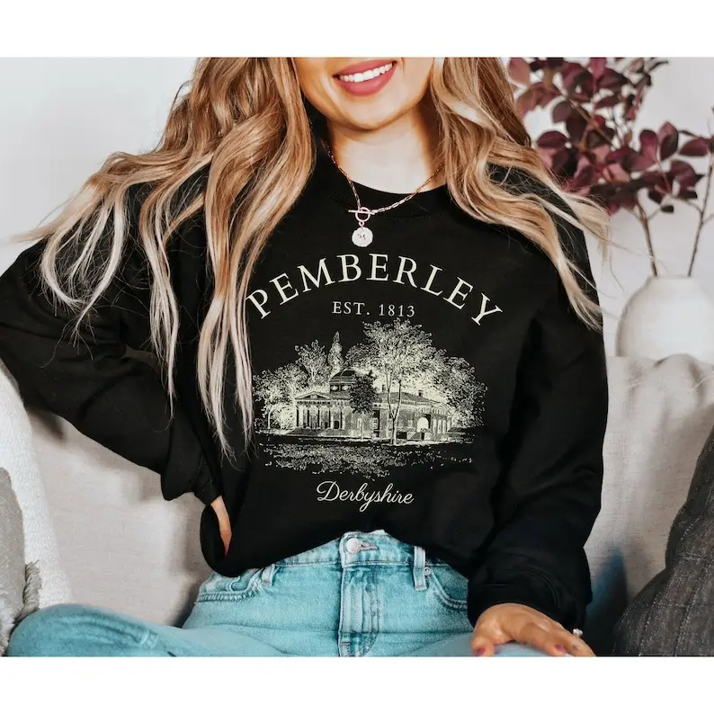 [ sale of to 50%] Pride and Prejudice sweatshirt Jane Austen gift Pemberley light academia shirt literature literary book shirt bookish reading bibliophile
