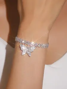 Women's Elegant Butterfly Charm Decor Bracelet, Exquisite Trendy Bracelet, Fashionable Jewelry for Women & Girls As Gift, Trendy Stack Bangle, Stackable Bracelets