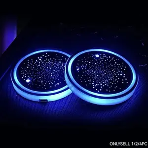 1PCS/2PCS/4PCS LED Cup Holder Lights for Car, Rechargeable 7 Color-Changing Light Up Cup Holder Insert Coasters, Car Accessories for Teens Vehicle