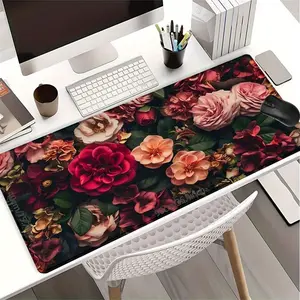 Vintage Rose Flower Pattern Mouse Pad, Rectangle Gaming Mouse Pad, Non-Slip Mousepad, Office Desk Keyboard Mouse Mat for Home Office Game Room Desk
