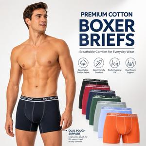 Separatec Men's Long Dual Pouch Cotton-Spandex Fabric Boxer Briefs, Regular Fit Compression, Comfy Breathable Ball-Enhancing Casual Everyday Intimates, 3/7 Pack