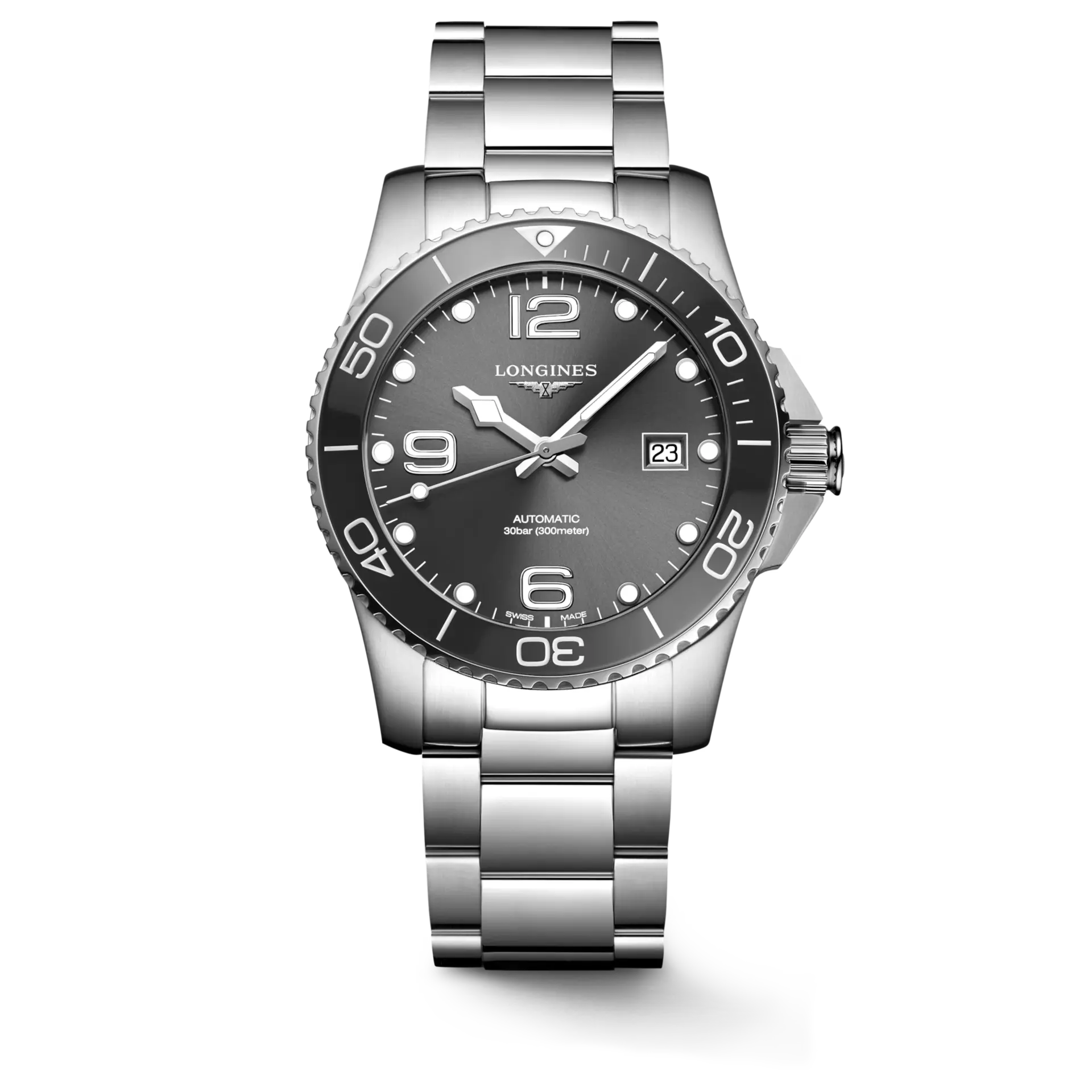 "Hydroconquest" - Stainless Steel Diver's Watch w/Sunray Gray Dial - Automatic - 41mm - Small Box