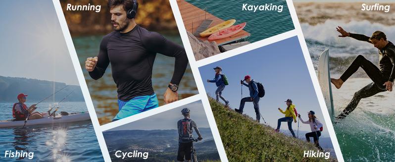 MAGCOMSEN Men's UPF 50+ Long Sleeves Shirts Quick Dry Lightweight Summer Sportswear Tops for Swimming Workout Rashguard Sporty Crew Neck Outdoorfun FallFreshness