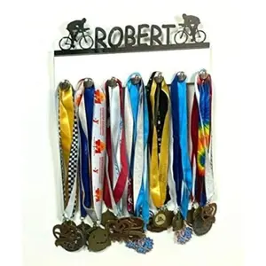 Personalized Biking Medal Holder – Custom Cyclist Wall Display Rack, Medal Hanger & Organizer for Race Medals, Bibs, Ribbons – Handmade Sports Décor for Home or Gym
