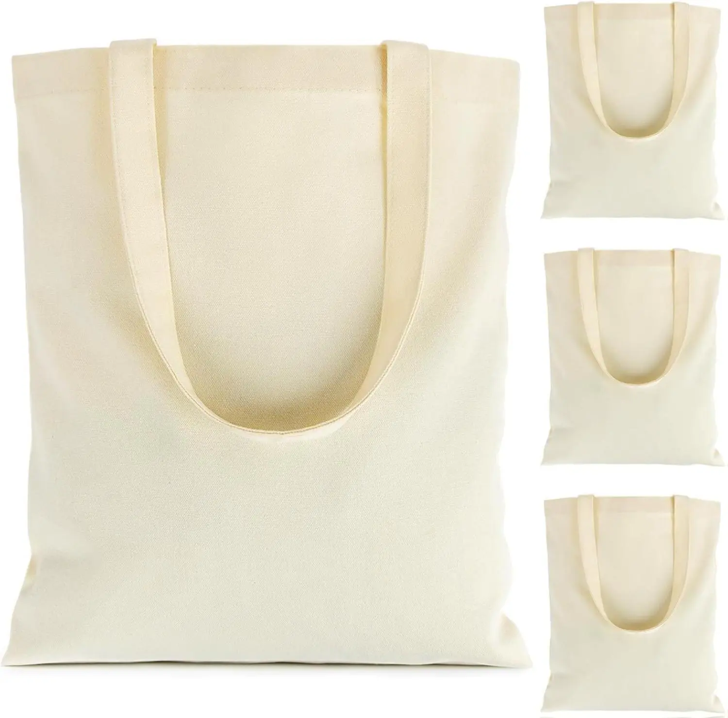 4 PCS Reusable Cotton Blank Tote Bags with Handles, Functional Grocery & Shopping Bags for Crafts, Bag Shopping Bags