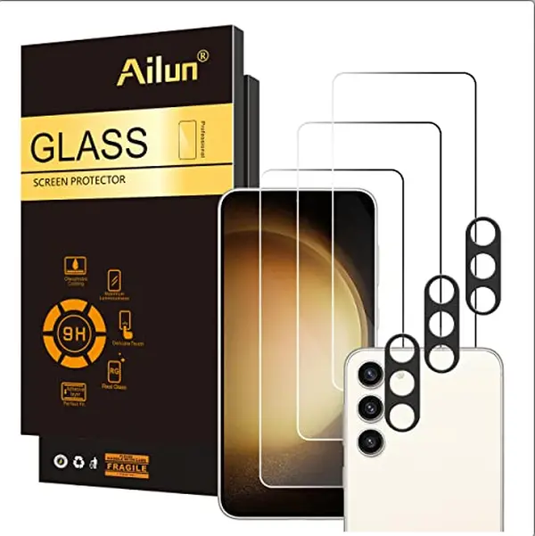 Ailun Glass Screen Protector for Galaxy S23+/ S23 Plus [6.6 Inch] 3Pack + 3Pack Camera Lens Tempered Glass Fingerprint Unlock 0.25mm Ultra Clear Anti-Scratch Case Friendly [Not For S23 Ultra]