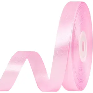 1/2 Inch 50 Yards Light Pink Satin Ribbon Roll for Flower Bouquets Gift Wrapping Wedding Handmade Crafts