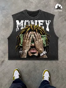 Men's Streetwear Graphic Vest, Loose Fit Sleeveless Dual-Sided Print, High-Quality Cotton Fabric, Vintage Washed, Perfect for Music Festivals, Menswear, Fashion