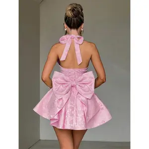 Women's   Bow Decor Tank  Dress, Elegant Fashion Casual  Short Dress for Daily Outdoor Wear, Women Dress for Summer