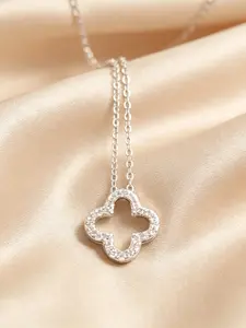 S925 Sterling Silver Moissanite Hollow Four-Leaf Clover Pendant Necklace for Women, Elegant Jewelry Gift Idea, Unique Design Accessory