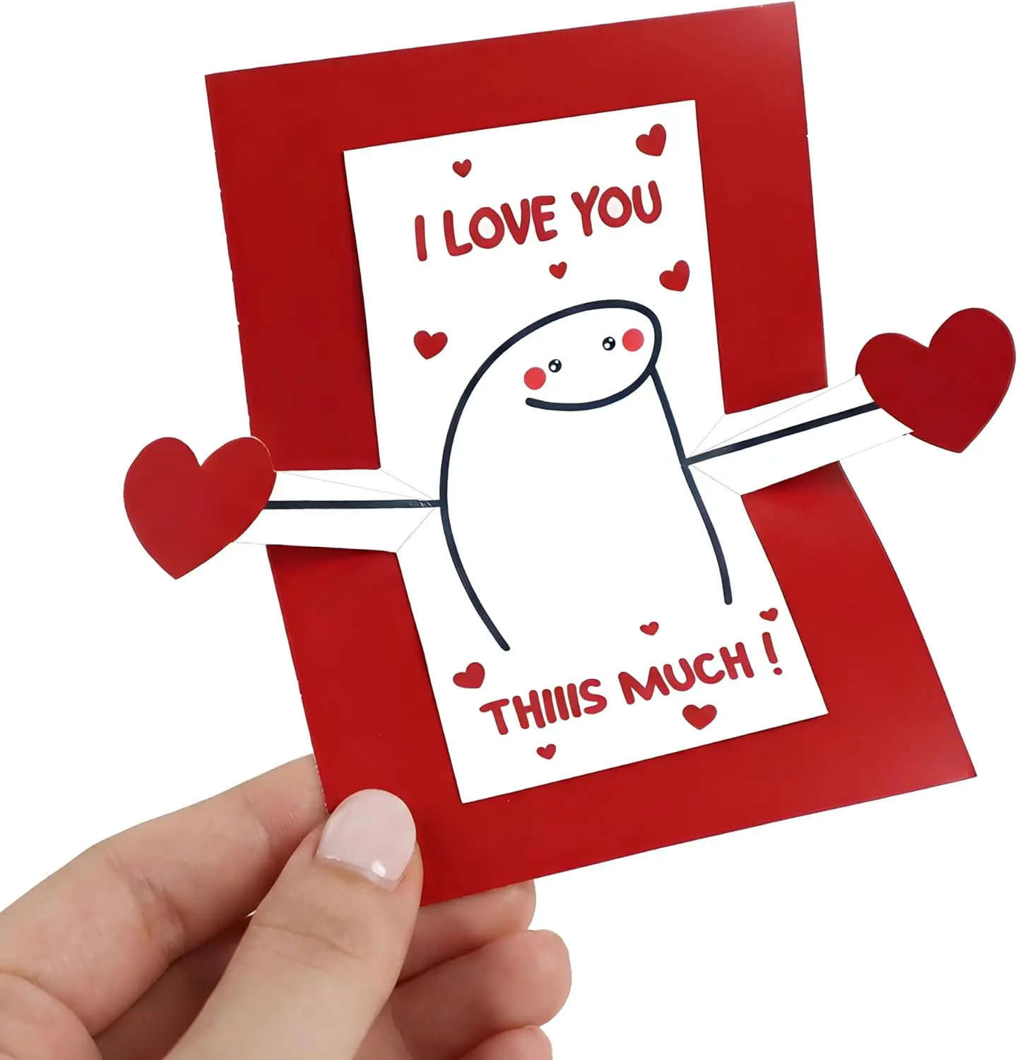 I Love You This Much Pop Up Valentine Card with Envelopes & Stickers, Funny Stick Figure Love Card, Mothers Fathers Day Card, Cute Valentines Day Gifts for Him Her, Mothers Day Gifts, Dad Gifts