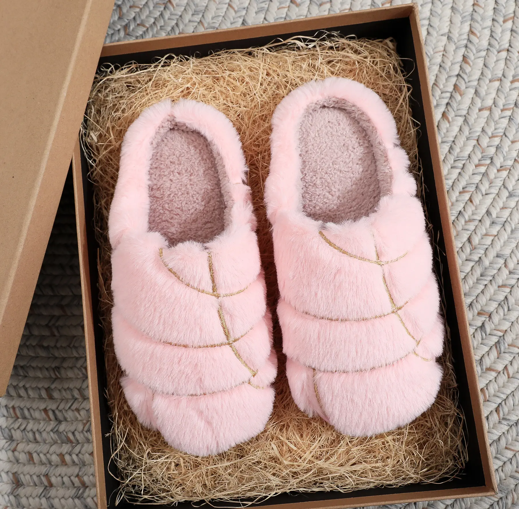 VOBJAK Mexican Concha Slide Shoes for Women - Warm Soft Plush Coral Fleece Lined Cotton TPR Footwear, Indoor House Slippers for Men, Shoe, Round Toe, Slip On