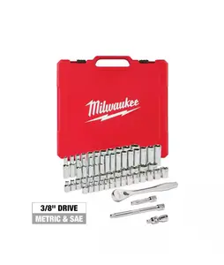 Milwaukee 3/8" Drive SAE/METRIC Ratchet and Socket Mechanic Tool Set (56-piece)