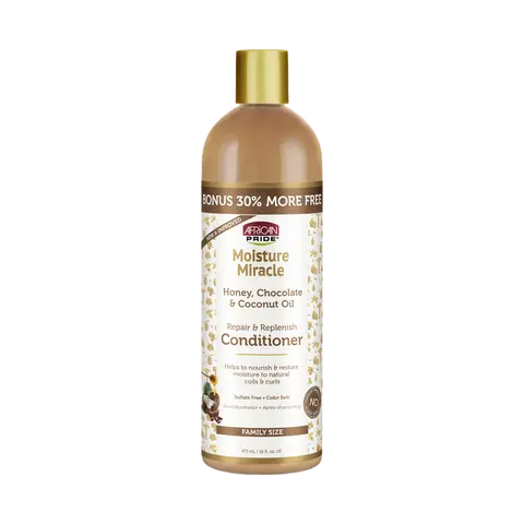 AFRICAN PRIDE MOISTURE MIRACLE HONEY, CHOCOLATE & COCONUT OIL CONDITIONER, 16OZ