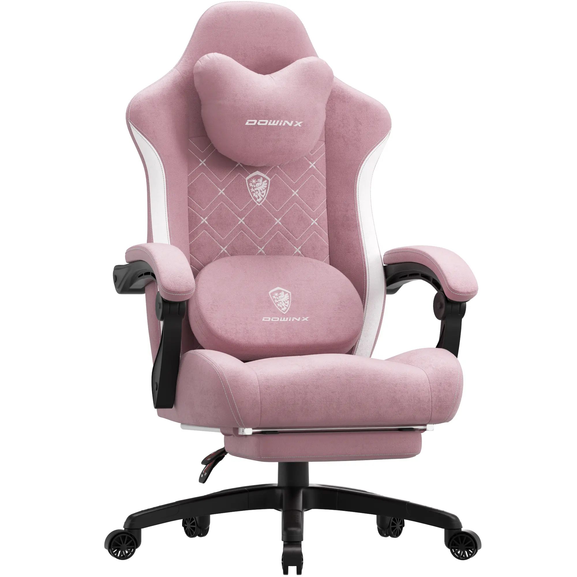 【Halloween Gift】 Dowinx Big and Tall Modern Rolling Gaming Office Desk Chair, Heated Massage Lumbar Support, Pocket Spring Cushion, Reversible Footrest, Fabric Upholstery, 350 lb Capacity