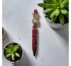 Red Cosmic Teddy Bear Beaded Pen