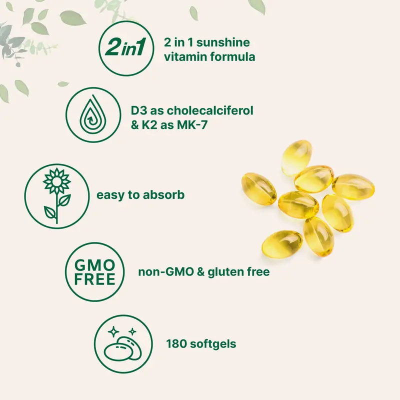 Micro Ingredients Vitamin D3 K2 5000IU Softgels | Infused with Sunflower Seed Oil, Vitamin K2 MK7 + Vitamin D Supplement, Non-GMO, No Gluten 5